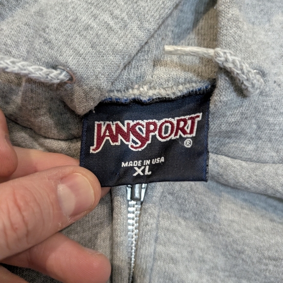 VTG Jansport WSU Cougars Hoodie Full Zip Gray Flaws USA Made Mens XL - Picture 7 of 11